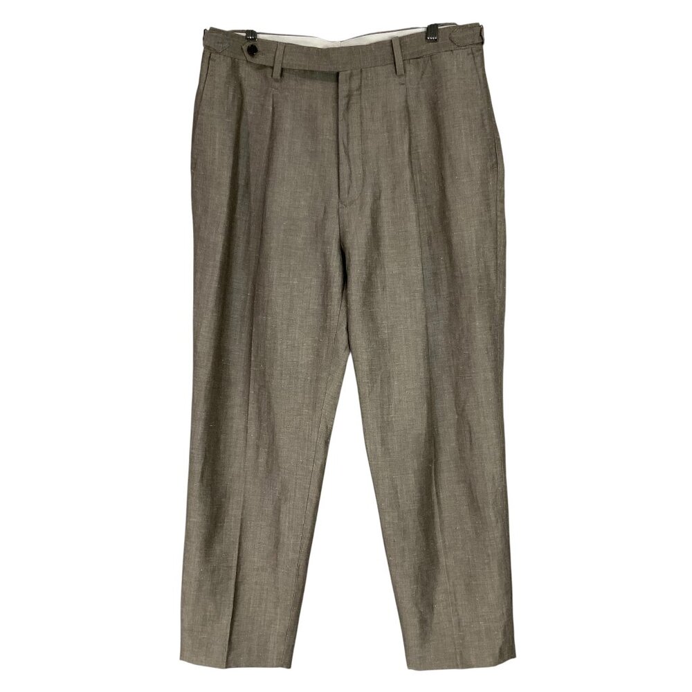 Gutteridge Zignone Brown Heather Straight Leg Pleated Pants Size 14 w/Pockets